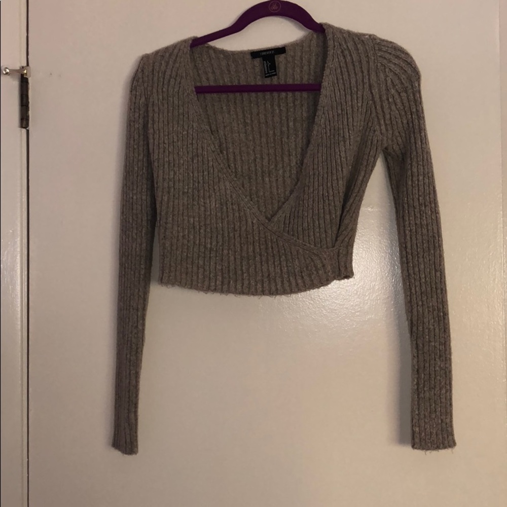 Forever 21 Low Cut Cropped Wrap Sweater